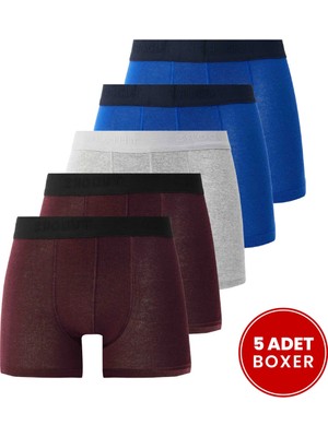 Tudors Erkek 5'li Pamuklu Likralı Esnek Kumaş Boxer