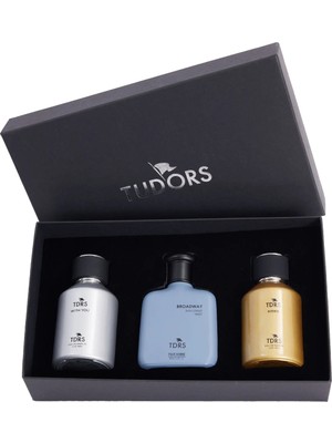 Tudors Özel Hediye Kutulu 3'lü Çarkıfelek-Limon-Bergamot 100 ML Uzun Süre Kalıcı Erkek Parfüm Seti