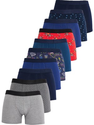 Tudors Erkek 10'lu Likralı Pamuklu Esnek Kumaş Premium Seri Boxer