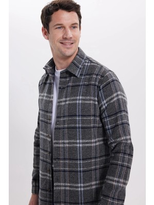 Tudors Erkek Slim Fit Dar Kesim Kareli Kışlık Oduncu Gömlek