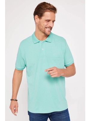 Tudors Erkek Regular Fit Klasik Kesim %100 Pamuk Düz Pike Mint Polo Yaka Tişört