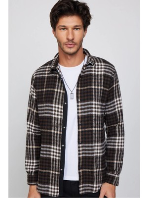 Tudors Erkek Slim Fit Dar Kesim Uzun Kollu Kareli Kışlık Oduncu Gömlek