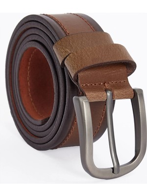 Tudors Erkek %100 Hakiki Deri 4 Cm Spor Taba Renk Kemer