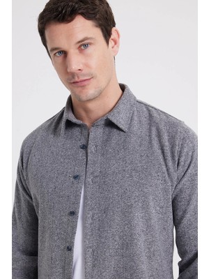 Tudors Erkek Slim Fit Dar Kesim Uzun Kollu Düz Kışlık Oduncu Gömlek
