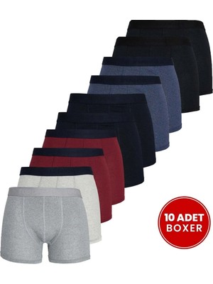 Tudors Erkek 10'lu Likralı Pamuklu Esnek Kumaş Premium Seri Boxer
