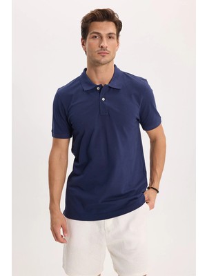 Tudors Erkek Slim Fit Dar Kesim Premium Seri %100 Pamuk Yumuşak Dokulu Merserize Lacivert Polo Yaka Tişört