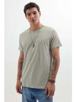 Tudors Unisex Slim Fit Dar Kesim %100 Pamuk Yumuşak Dokulu Gri Bisiklet Yaka Tişört