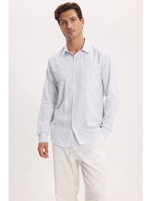 Tudors Erkek Regular Fit Klasik Kesim Oversize %100 Pamuk Keten Doku Yeşil Gömlek