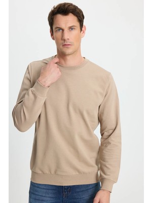 Tudors Erkek Relax Fit Rahat Kesim %100 Pamuk 2 İplik Bisiklet Yaka Taş Sweatshirt