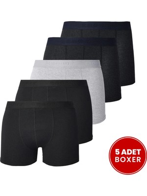 Tudors Erkek 5'li Pamuklu Likralı Esnek Kumaş Boxer