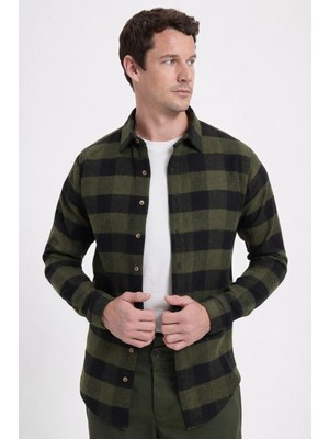Tudors Erkek Slim Fit Dar Kesim Kareli Kışlık Oduncu Gömlek