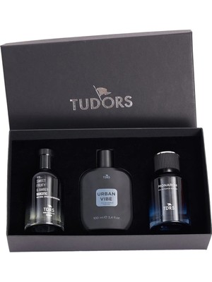 Tudors Özel Hediye Kutulu 3'lü Limon-Bergamot 100 ML Uzun Süre Kalıcı Erkek Parfüm Seti