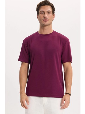 Tudors Erkek Regular Fit Rahat Kesim Ekstra Soft Modal Kumaş Bisiklet Yaka Kısa Kollu Bordo Tişört