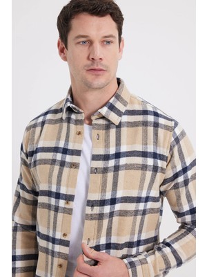 Tudors Erkek Slim Fit Dar Kesim Kareli Kışlık Oduncu Gömlek