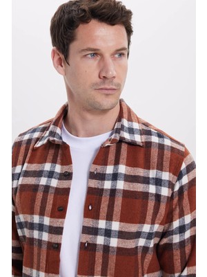 Tudors Erkek Slim Fit Dar Kesim Kareli Kışlık Oduncu Gömlek