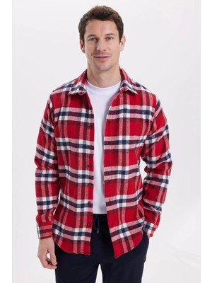 Tudors Erkek Slim Fit Dar Kesim Kareli Kışlık Oduncu Gömlek