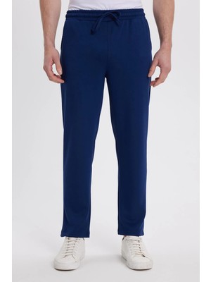 Tudors Erkek Slim Fit Dar Kesim Beli Bağcıklı 3 Cepli Geniş Paça Lacivert Eşofman Altı