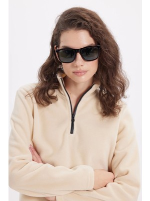 Tudors Kadın Standart Fit Anti-pilling Tüylenme Yapmayan Soğuk Geçirmez Açık Bej Bato Yaka Polar Sweatshirt