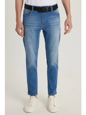 Tudors Erkek Regular Fit Normal Kesim Denim Yıkamalı Düz Paça Mavi Jean Kot Pantolon