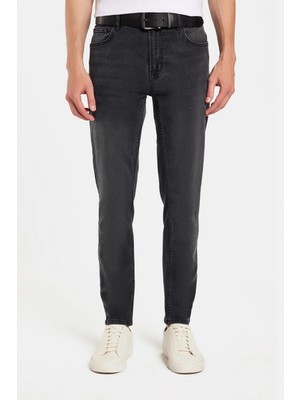 Tudors Erkek Regular Fit Normal Kesim Denim Yıkamalı Düz Paça Gri Jean Kot Pantolon