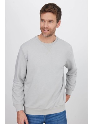 Tudors Unisex Relax Fit Rahat Kesim %100 Pamuk 3 İplik Basic Taş Renk Bisiklet Yaka Sweatshirt