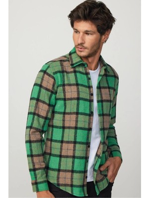 Tudors Slim Fit Uzun Kollu Dar Kesim Kareli Kışlık Oduncu Erkek Gömlek