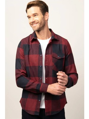 Tudors Slim Fit Uzun Kollu Kışlık Oduncu Ekoseli Erkek Gömlek