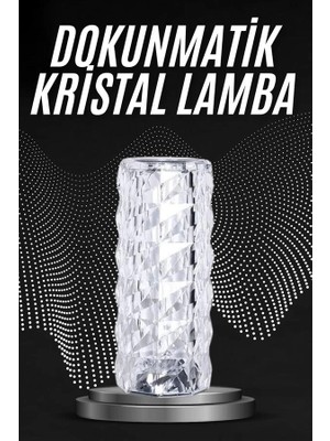 Semel Kristal Lamba Masa Lambası Şarjlı Masa Lambası Dokunmatik Sensör USB Şarjlı