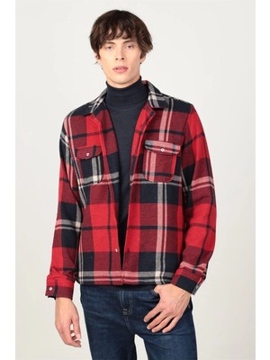 Tudors Slim Fit Uzun Kollu Kışlık Oduncu Erkek Bordo Gömlek