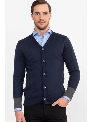 Tudors Erkek Slim Fit Lacivert Hırka