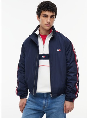 Tommy Hilfiger Tjm Tape Essentıal Jacket Erkek Standart Kesim Lacivert Renkli Fermuarlı Ceket