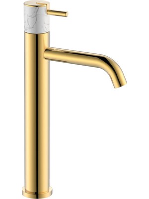 Fontana FA-4022M Parlak Altın & Mermer Yüksek Lavabo Bataryası
