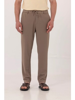 Sabri Özel Vizon Dokulu Arka Lastikli Köprü Kemerli Bağcıklı Slim Fit Jogger Pantolon