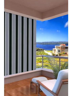 setekshome Su Geçirmez Korniş Düğmeli Kuş Gözlü Bağcık Hediyeli Balkon Perdesi Siyah Gri