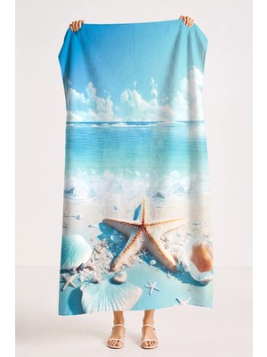 Xjim Yumuşak Dokulu Dijital Baskılı %100 Pamuk Unisex Plaj Havlusu 75X150 Hızlı Kuruyan Deniz Havlusu