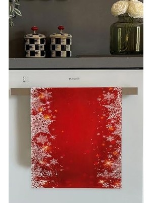 Palmira Demir Kırmızı Yeni Yıl Temalı Yılbaşı Fırın Mutfak Havlusu 30X50CM
