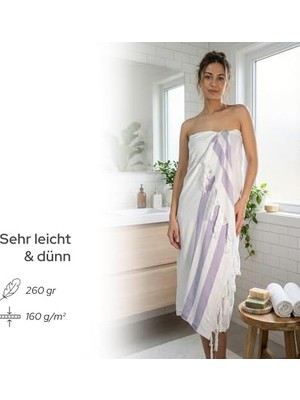 Palmira Demir Lila 2'li - 90 x 180 cm - Ince & Transparan - Kadınlar Için Ipeksi Yumuşak Peştamal - Bambu & Pamuk Karışımı - Dokuma Şeritleri Solmaz ve Uzun Ömürlü - Dekoratif Hediyelik Peştamal