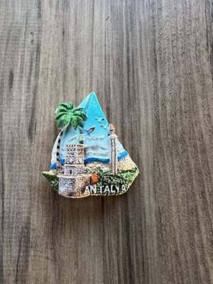 Palmira Demir Antalya Temalı Dekoratif Buzdolabı Magneti, Mavi ve Yeşil Tonlarda, El Yapımı Turistik Hediyelik Eşya