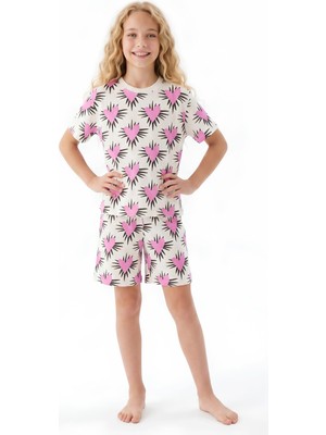 Modanino Kız Çocuk %100 Pamuk ve Şortlu Pijama Takımı 8-13 Yaş 12721IS