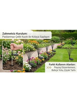 Palmira Demir Güneş Enerjili Ateş Böceği Bahçe Aydınlatması, IP65 Su Geçirmez Dış Mekan Dekoratif Solar Lamba, 2 Modlu (Sabit/yanıp Sönen), Otomatik Sensörlü Çim, Veranda ve Peyzaj Işığı