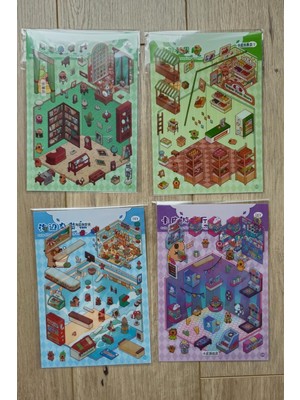 Palmira Demir Kolbi Craft 8 Parça Sevimli 3D Izometrik Capybara Sticker Kafe Market Kütüphane Parti