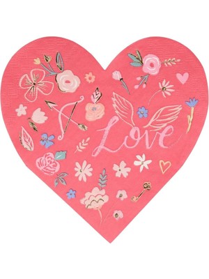 Palmira Demir Valentine’s Desenli Kalp Peçeteler, 16'lı