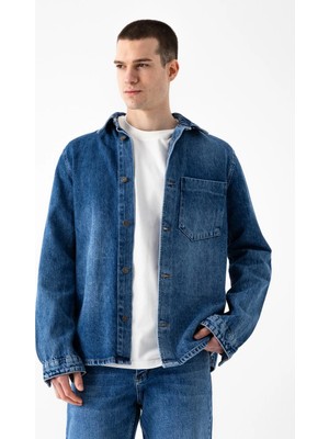 i8 Denim Tek Cep Denim Dış Gömlek