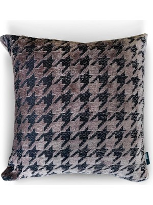 Palmira Demir Taupe Houndstooth Kazayağı Desenli Dekoratif Kırlent/yastık Kılıfı 45X45 CM,%100 Polyester Döşemelik Kumaş