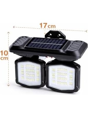 Palmira Demir Panter Solar Hareket Sensörlü 72 Smd Beyaz LED Duvar Lambası 800 Lümen, 5W, Çift Başlıklı 120° Ayarlı, Type-C + Güneş Enerjili, 3 Modlu, IP65 Su Geçirmez Bahçe Balkon Dış Mekan Aydınlatma