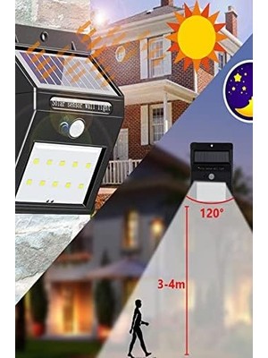 Palmira Demir Pır Hareket Sensörlü 20 LED Solar Güneş Enerjili Su Geçirmez Duvar Lambası