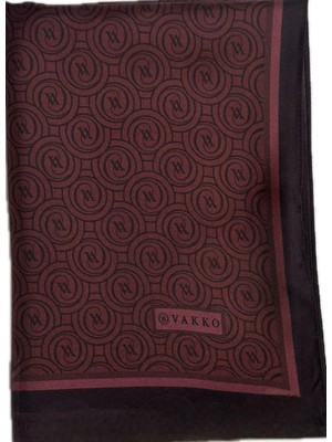 Vakko Tivil Monogram Ipek Şal 41407-BORDO