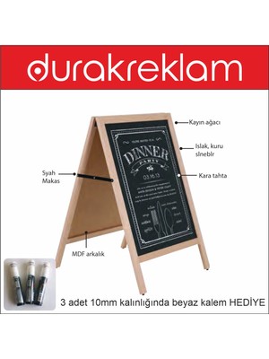 Durak Reklam Ahşap kara tahta ayaklı İÇ MEKAN