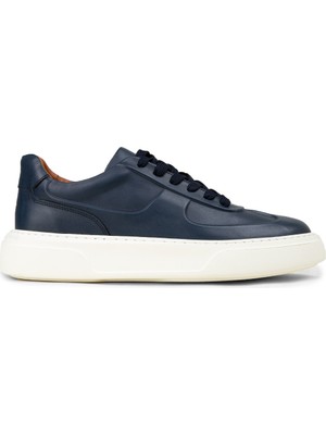 Deery Erkek Hakiki Deri Lacivert Sneaker Ayakkabı - 04601MLCVE01