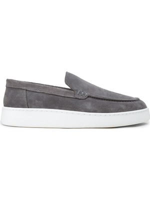 Deery Erkek Hakiki Süet Gri Loafer Ayakkabı - 04405MGRIE01